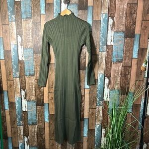 Olive Green Ribbed Knit Dress
